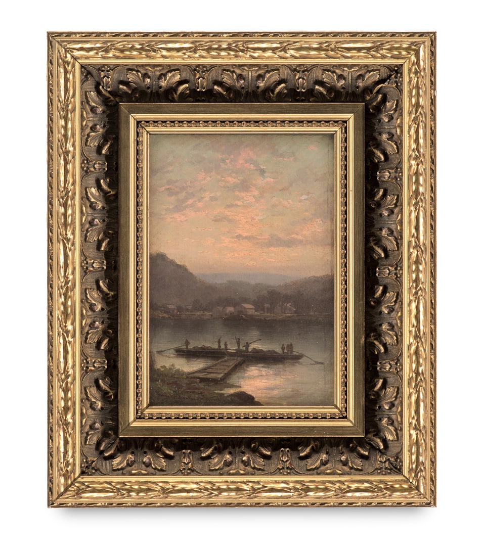 Dwight Benton Gewässer im Abendrot. Um 1880. Öl auf Holz. 20 x 14 cm. Signiert. Gerahmt. (1 of 1)