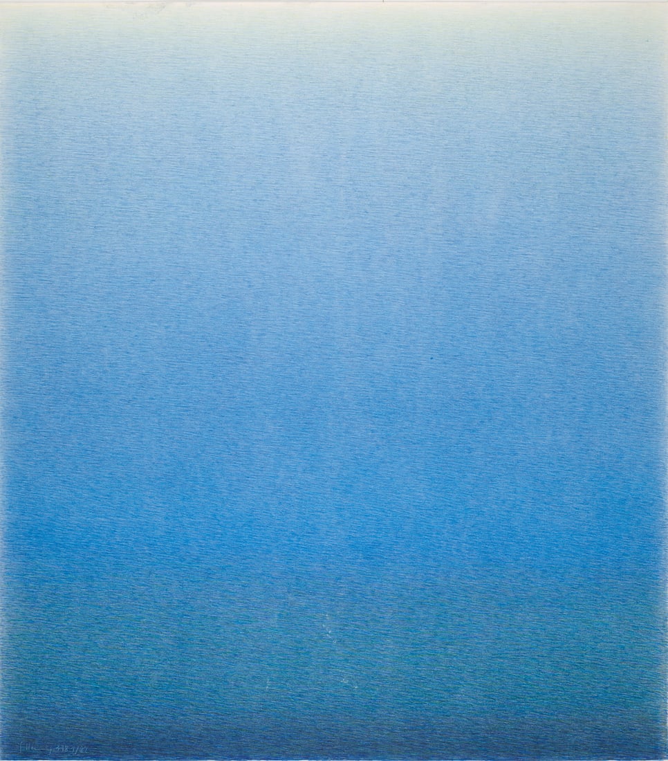 Gerda Henning o.T. (Hell-Blau). 1981/82. Farbiger Wachsstift auf Velin. 79,7 x 69,5 cm. Signiert und (1 of 1)