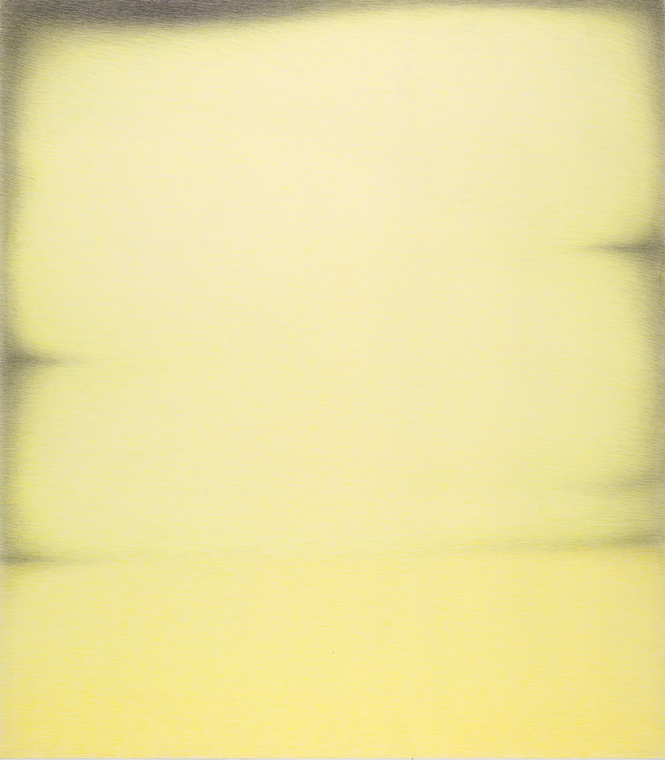 Gerda Henning o.T. (Abstrakte Komposition in Grau und Gelb). 1982. Farbiger Wachsstift über (1 of 1)