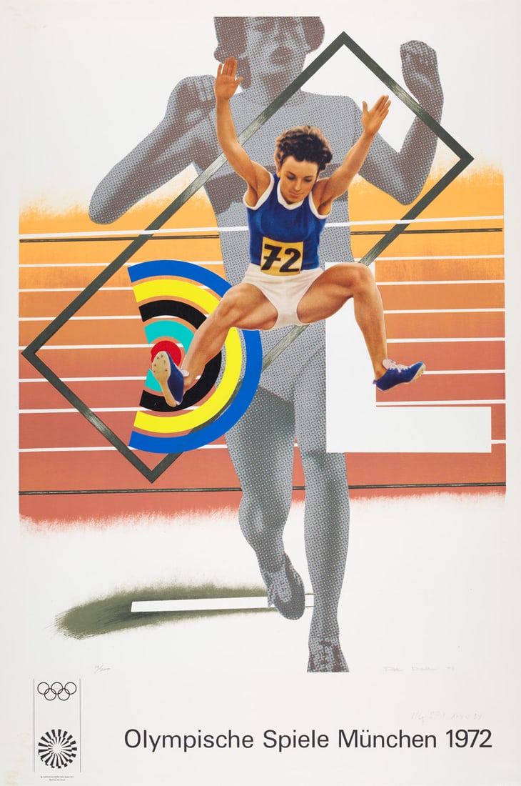 Peter Phillips Olympische Spiele München 1972. 1971. Kombinationsdruck aus Farblithographie,: Online - Modern and Contemporary ArtPeter PhillipsOlympische Spiele München 1972. 1971. Kombinationsdruck aus Farblithographie, Farboffsetlithographie, Farbserigraphie und Prägedruck auf BFK