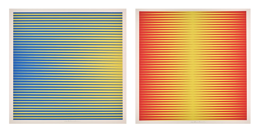 Getulio Alviani 2 Arbeiten. Design Ia / IIa. 1971. Je Farbserigraphie auf leichtem Velinkarton. 45 x: Online - Modern and Contemporary ArtGetulio Alviani2 Arbeiten. Design Ia / IIa. 1971. Je Farbserigraphie auf leichtem Velinkarton. 45 x 44 cm (51 x 50 cm) und 45 x 44 cm (51,4 x 50 cm). Je signiert. J