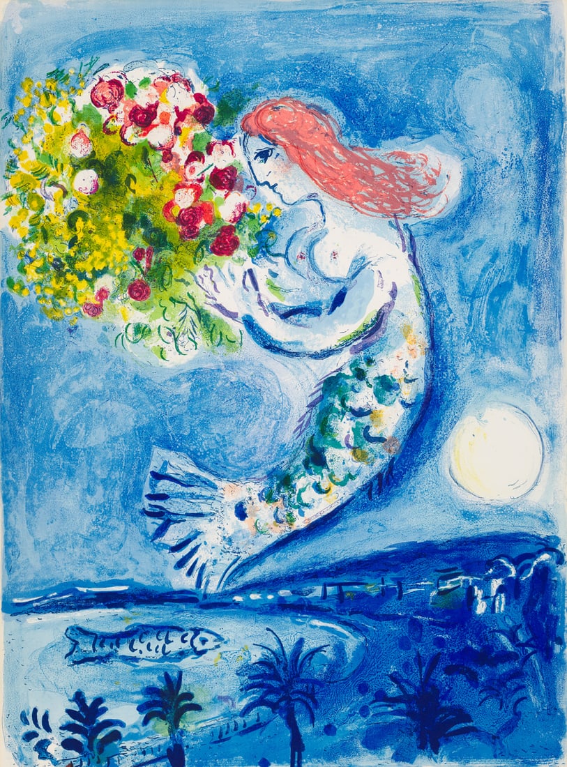 Marc Chagall Nice Soleil Fleurs. 1962. Farblithogaphie auf Velin. 78 x 57 cm (97 x 62 cm). Punktuell (1 of 1)
