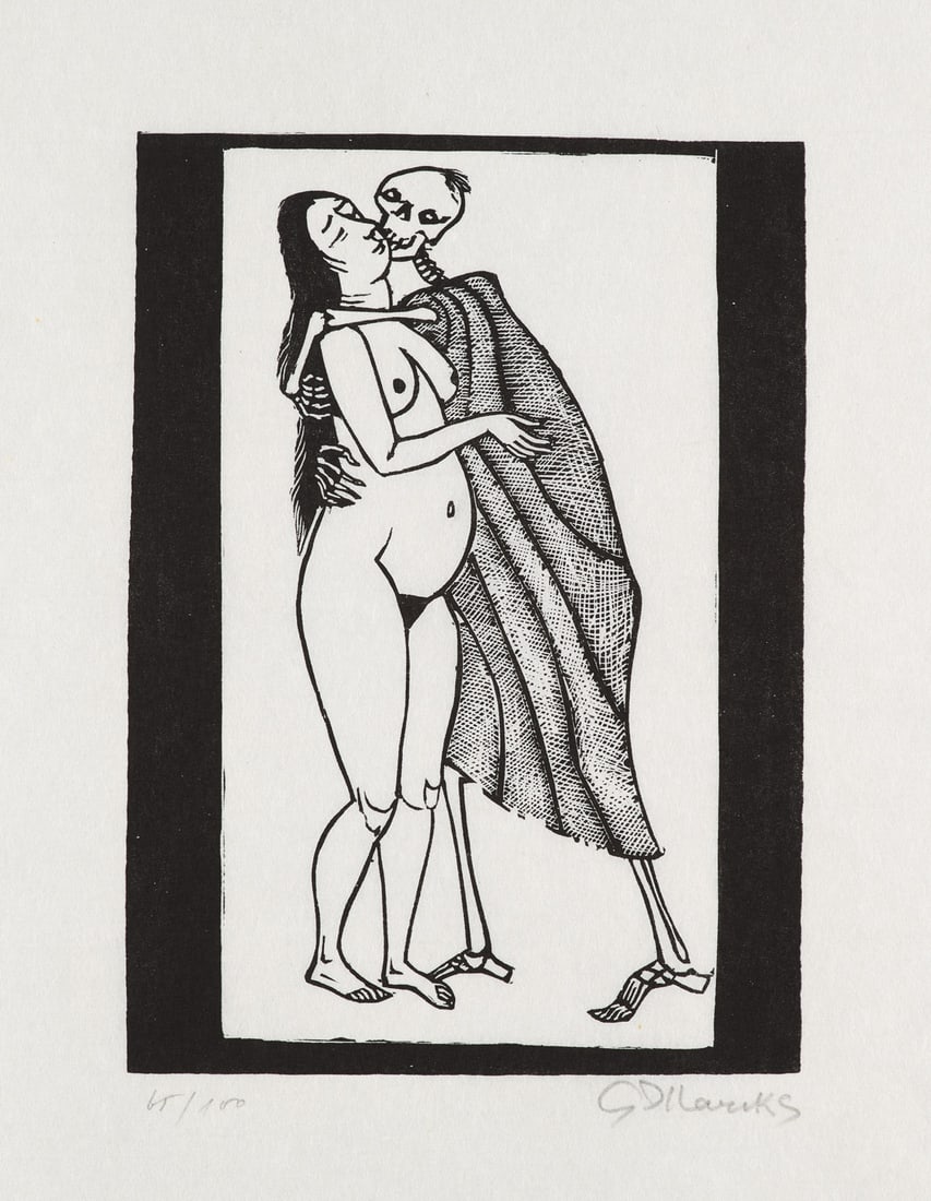 Gerhard Marcks Schwangere und Tod. 1959/1979. Holzschnitt auf hauchzartem Japanbütten . 25,7 x: Online - Modern and Contemporary ArtGerhard MarcksSchwangere und Tod. 1959/1979. Holzschnitt auf hauchzartem Japanbütten . 25,7 x 18,3 cm (44,3 x 31,2 cm). Signiert und nummeriert. - Verso kleine