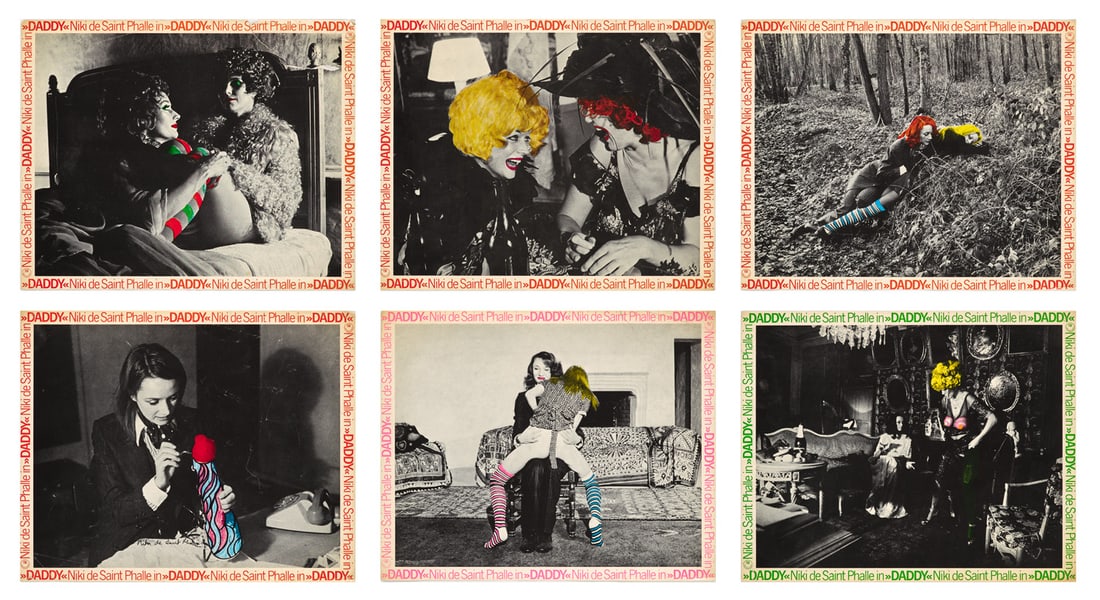 Phalle, Niki de Sain 6 Film Stills. Aus: Daddy. 1972. Je Offset auf dünnem Velin. Je 24 x 29,5: Online - Modern and Contemporary ArtPhalle, Niki de Sain6 Film Stills. Aus: Daddy. 1972. Je Offset auf dünnem Velin. Je 24 x 29,5 cm. - Je knickspurig und an den Rändern bestoßen, teils gestaucht u