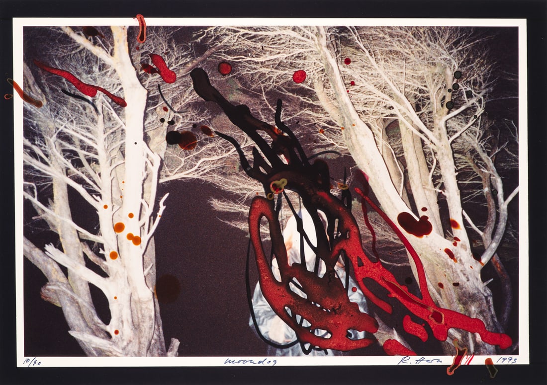 Rebecca Horn Moondog. 1993. Farbphotographie mit Farbe überarbeitet auf Kodak Professional: Modern PhotographyRebecca HornMoondog. 1993. Farbphotographie mit Farbe überarbeitet auf Kodak Professional Papier. 34 x 48,2 cm. Signiert, datiert, nummeriert und betitelt. Eingelegt in Portfoli