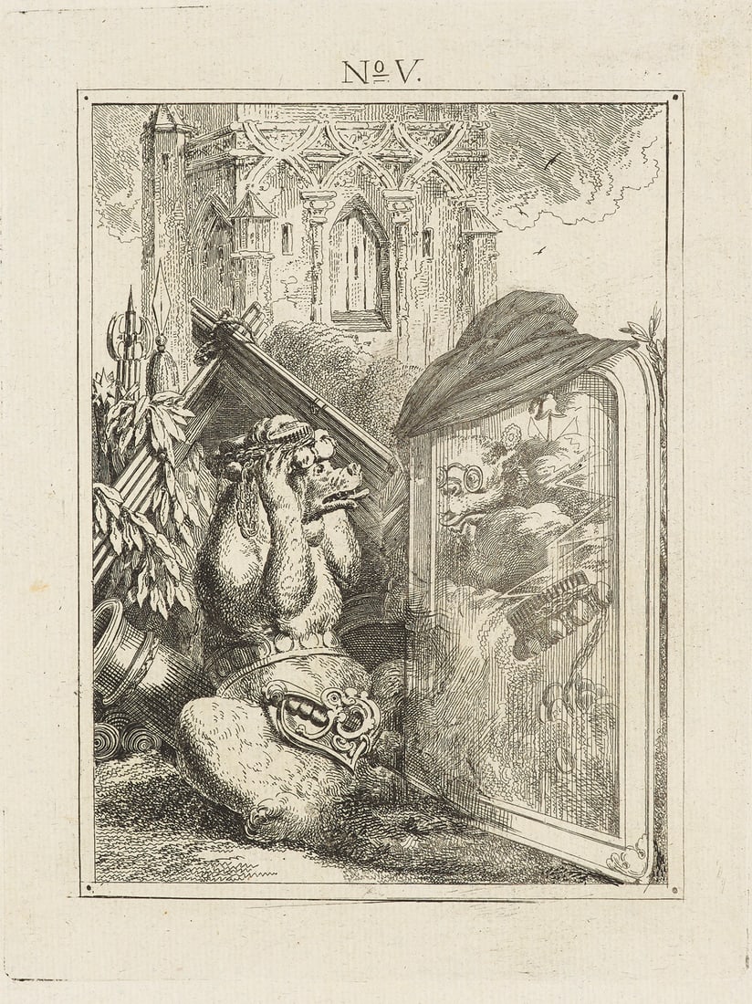 Balthasar Anton Dunker Moralisch-Politischer Kurier. Mit 28 losen Tafeln. Um 1798. 4 Bll. 4°.: Dunker, Balthasar AntonMoralisch-Politischer Kurier. Mit 28 losen Tafeln. Um 1798. 4 Bll. 4°. Lose in moderner Ldr. Kassette mit goldgepr. RTitel.Inklusive "Kurzer Erklärung der im moralisch