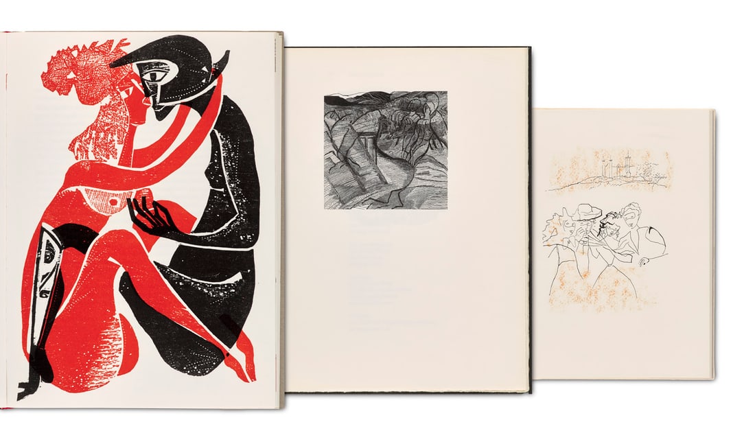 Sammlung von 4 Werken mit Illustrationen von Imre Reiner, Gerhard Marcks, Hansen-Bahia und Otto: Sammlung von 4 Werken mit Illustrationen von Imre Reiner, Gerhard Marcks, Hansen-Bahia und Otto Rohse.Enthält: Büchner, G., Leonce und Lena. Mit 15 farb. Zeichn. von I. reiner. Ffm., Ars Lib