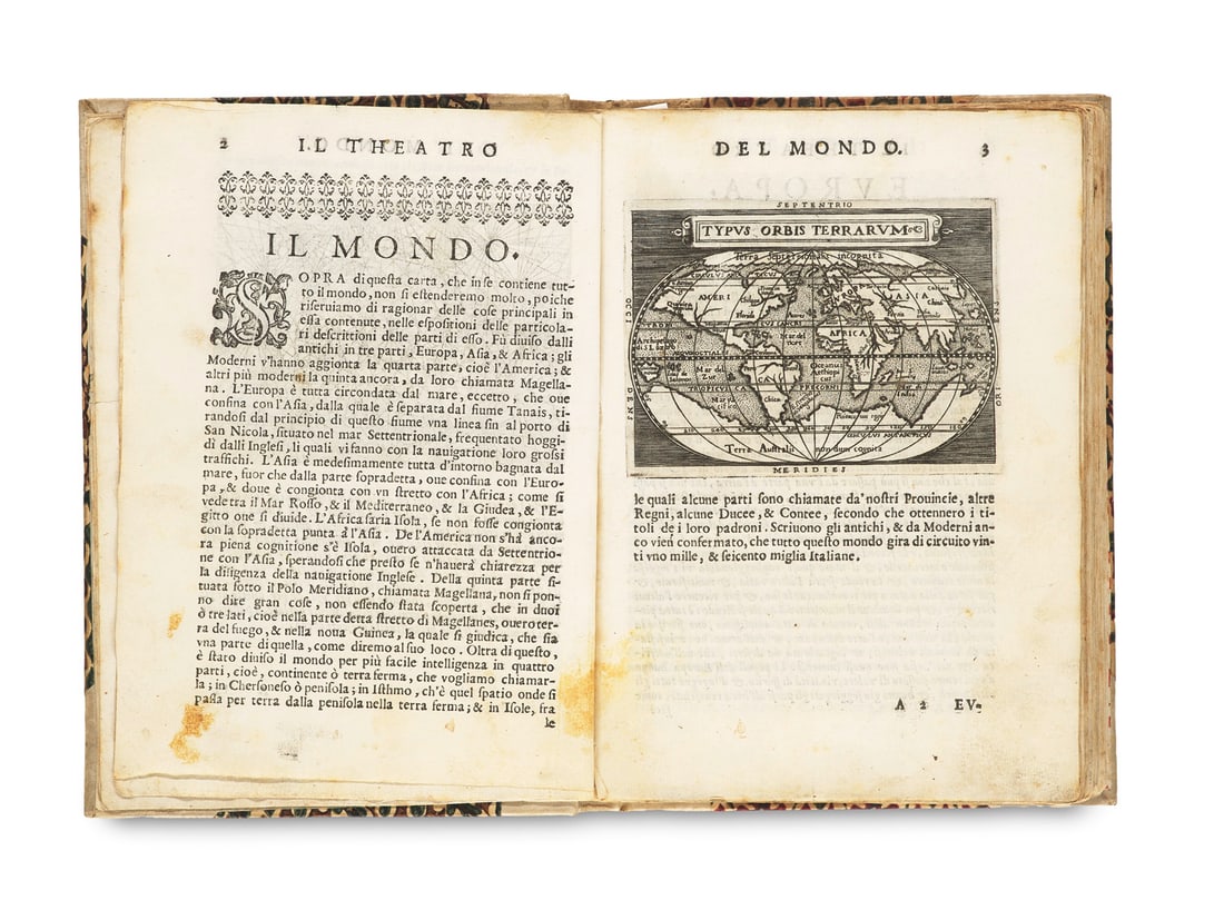 Abraham Ortelius Il Theatro del Mondo. Ridotto dalla forma grande in questa piccola, per maggior: AtlantenOrtelius, AbrahamIl Theatro del Mondo. Ridotto dalla forma grande in questa piccola, per maggior commodita di ogniuno. Mit Titelvignette und 109 Kupfertstichen im Text. Brescia, Compagnia Bres