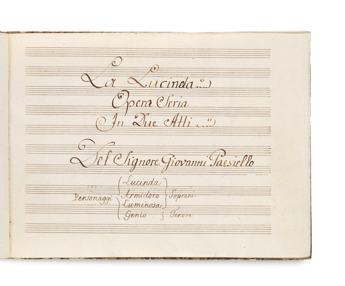 Giovanni Paisiello Abschrift des 1. Aktes von Paisiellos Oper "Lucinda e Armidoro". Mitte 18. (1 of 3)