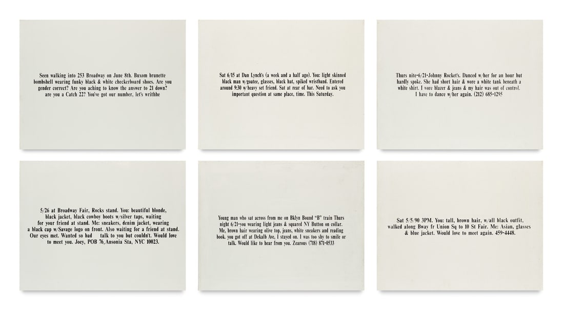 Henderikse, Jan You tall and blonde, me dark with glasses. 1990. Sechsteilige Arbeit. Je Siebdruck (1 of 4)