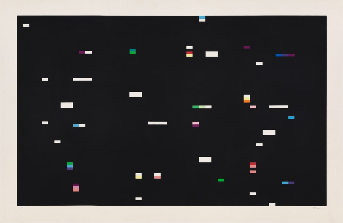 Agam, Yaacov Composition Cinéthique Fond Noir. 1973. Farbserigraphie auf Velinkarton. 53,5 x 87 (1 of 1)