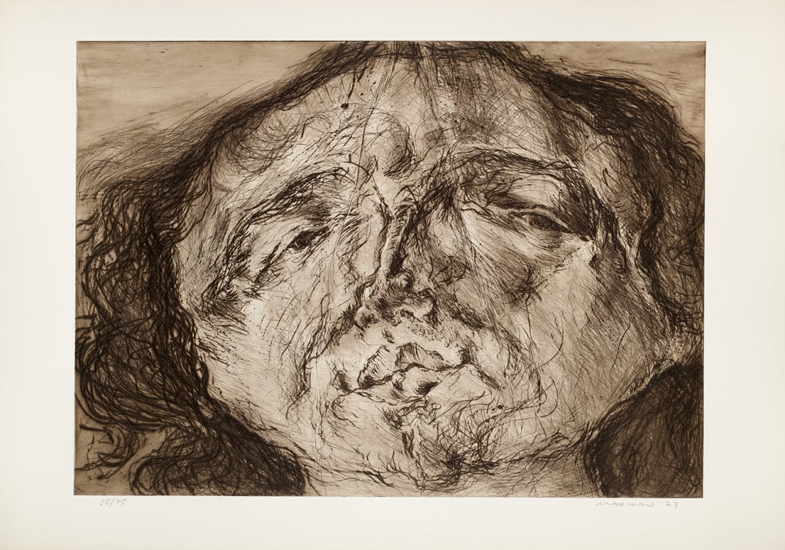 Marwan (d.i. Kassab Bachi Marwan) Gesicht IV. 1973. Kaltnadel auf Velin. 43,5 x 60 cm (53,5 x 76,5 (1 of 1)