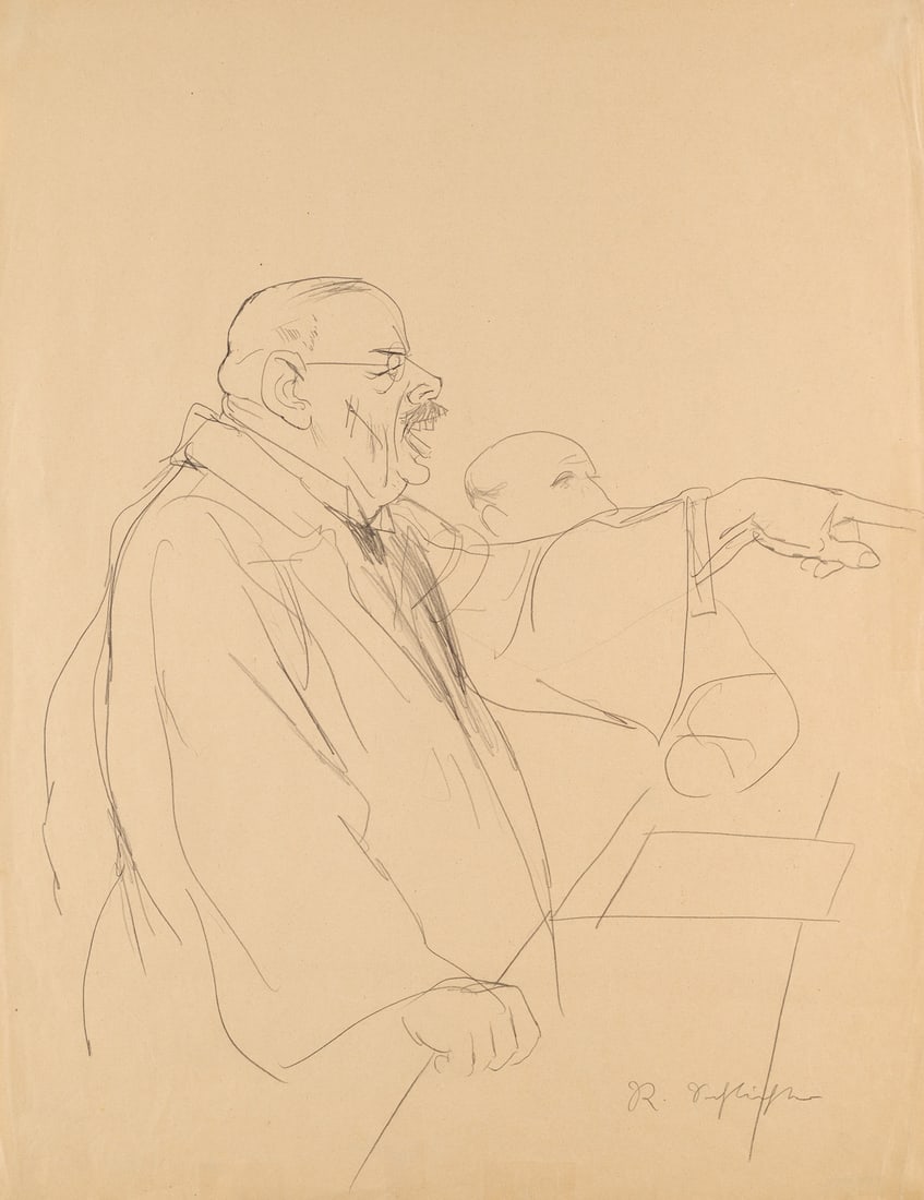 Schlichter, Rudolf Im Gerichtssaal. 1922. Bleistift auf Velin. 59 x 46 cm. Signiert, verso datiert (1 of 1)