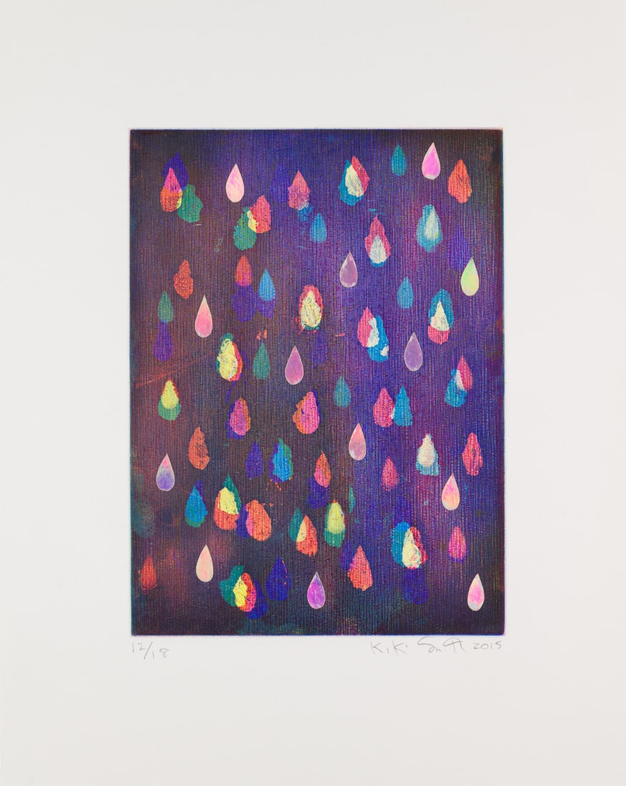 Smith, Kiki Good Day. 2015. Farbweichgrundradierung und Aquatinta mit Collage aus Hologrammpapier: Smith, Kiki Good Day. 2015. Farbweichgrundradierung und Aquatinta mit Collage aus Hologrammpapier auf Velin. 29,5 x 22 cm (46,5 x 37 cm). Signiert, datiert und nummeriert sowie mit Blindstempel des He