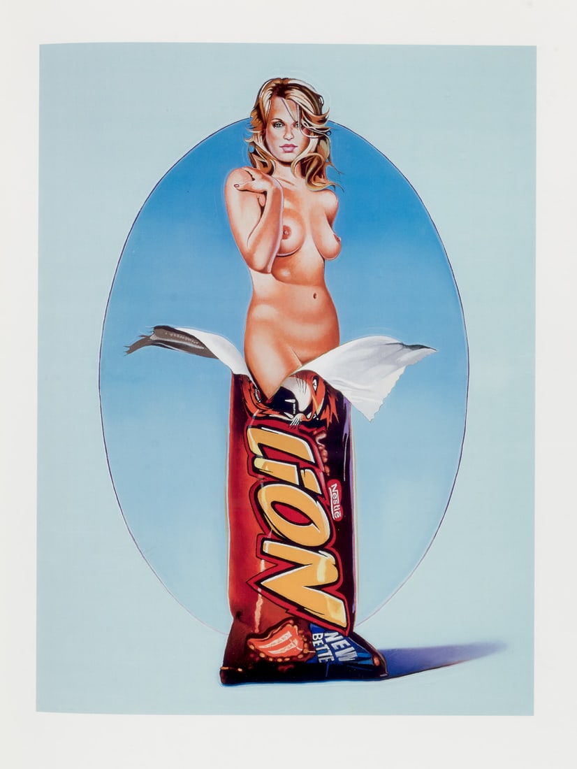 Ramos, Mel 20 Farboffsetlithographien. In: Superman at the Supermarket. The Mel Ramos Pin - Up -: Ramos, Mel 20 Farboffsetlithographien. In: Superman at the Supermarket. The Mel Ramos Pin - Up - Product - Paintings - Picture - Book. 2015. Blattgröße je 50 x 32 cm. In verschraubter Leinen