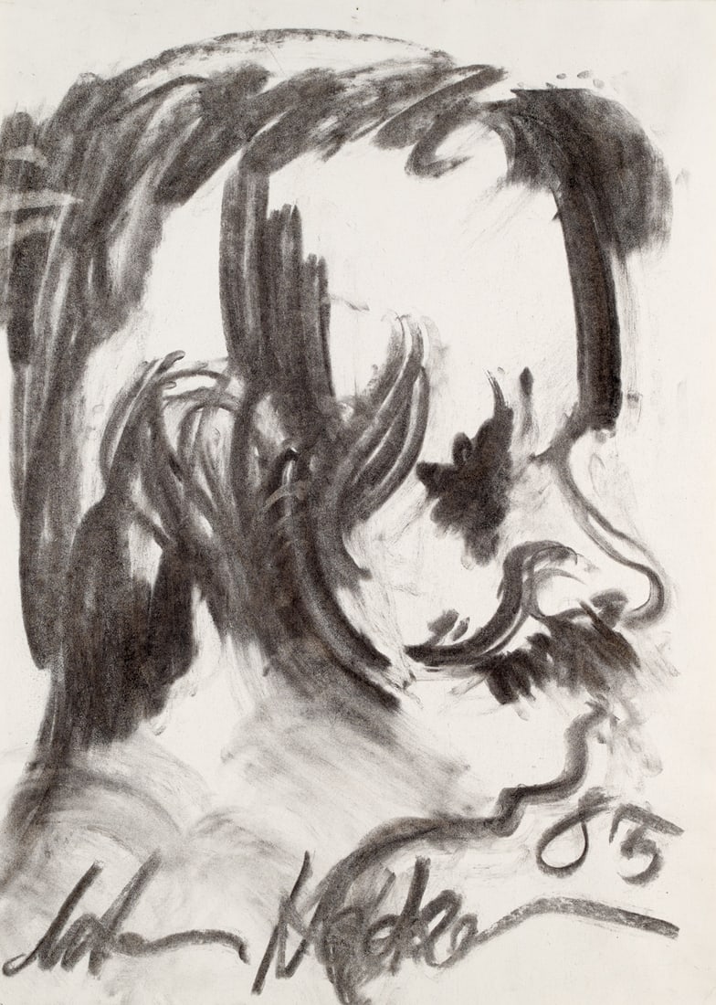 Höckelmann, Antonius Selbstporträt. 1985. Kohle auf festem Velin. 53,5 x 38,5 cm. Im (1 of 1)
