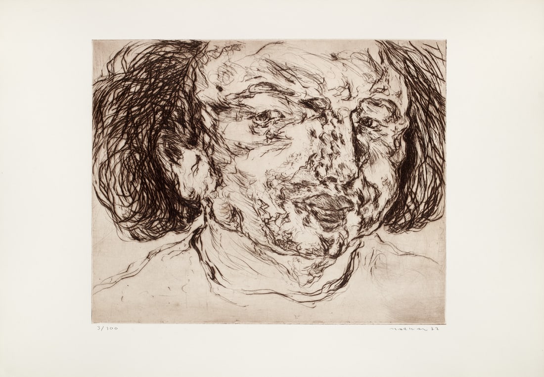 Marwan (d.i. Kassab Bachi Marwan) Gesicht. 1972. Kaltnadelradierung auf Velin. 39,5 x 49,5 cm (54 x (1 of 1)