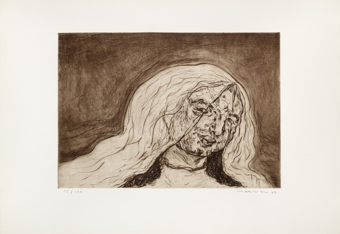 Marwan (d.i. Kassab Bachi Marwan) Gesicht III. 1972. Kaltnadelradierung auf Velin. 34,5 x 49,5 cm (1 of 1)