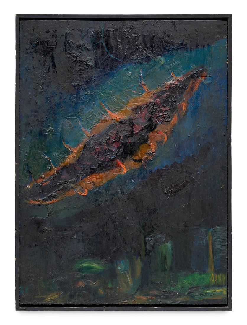 Borchers, Roland Diagonale Öffnung. Um 1980. Öl auf Masonit. 89 x 65 cm. Signiert. In (1 of 1)