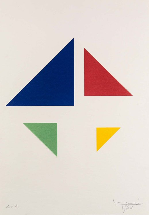 Bill, Konkrete Kompo, Farbseri: Bill, Konkrete Kompo, Farbseri - Bill, MaxColour serigraph on grain copperplate print paper. Signed, dated and designated as "e.a.".Konkrete Komposition. 1966. Farbserigraphie auf genarbtem Kupferdruc