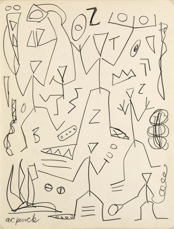 Penck, Krieger, Graphitzeichnu: Penck, Krieger, Graphitzeichnu - Penck, A. RProvenienz: Privatsammlung Nordrhein-Westfalen. - Graphite drawing on chamois-colored paper. Signed. - Upper right edge with minimal trace of wrinkle.Kriege