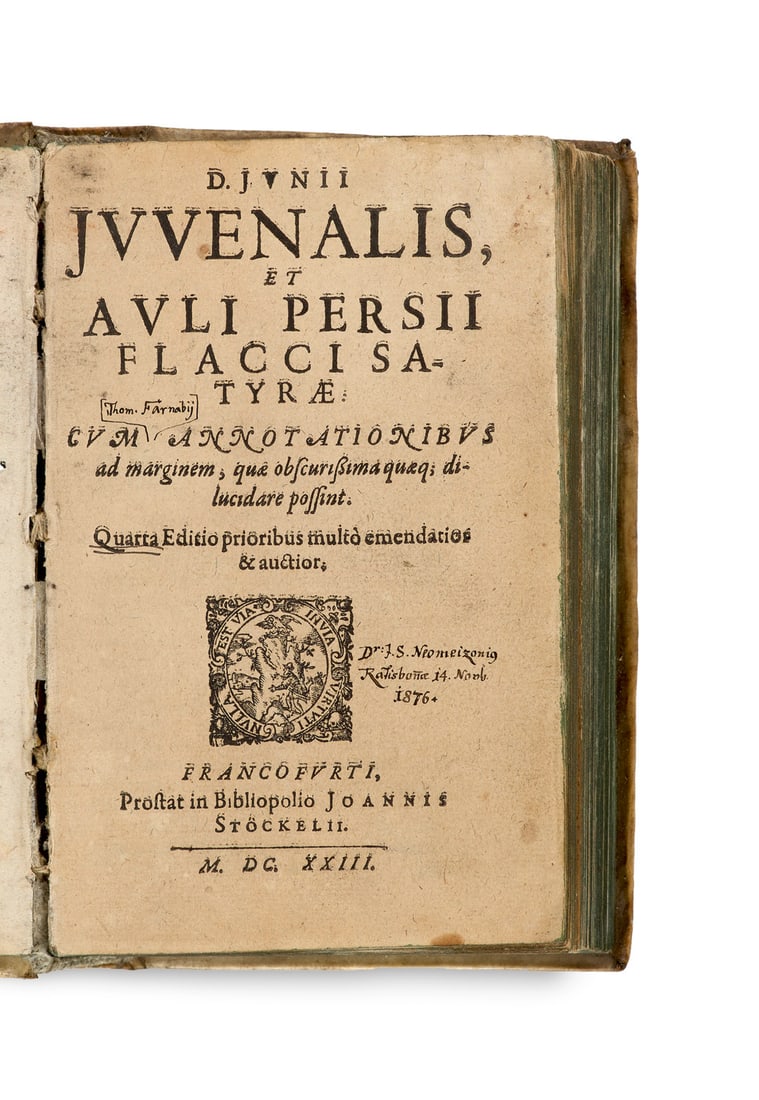 Juvenal u. Persius Sammelband mit 3 Ausgaben der Satyrae i. e. Bd. Je mit Druckermarke im (1 of 4)