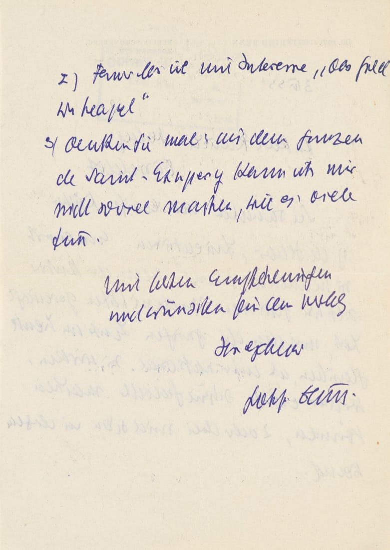 Benn, Gottfried Eigenhändiger Brief mit Unterschrift an den Verleger Karl Rauch (1897-1966) in (1 of 1)
