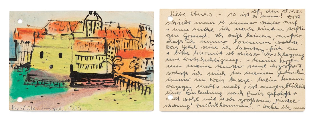 Hoehme, Gerhard Eigenhändige Postkarte mit Unterschrift des deutschen Künstlers (1 of 1)