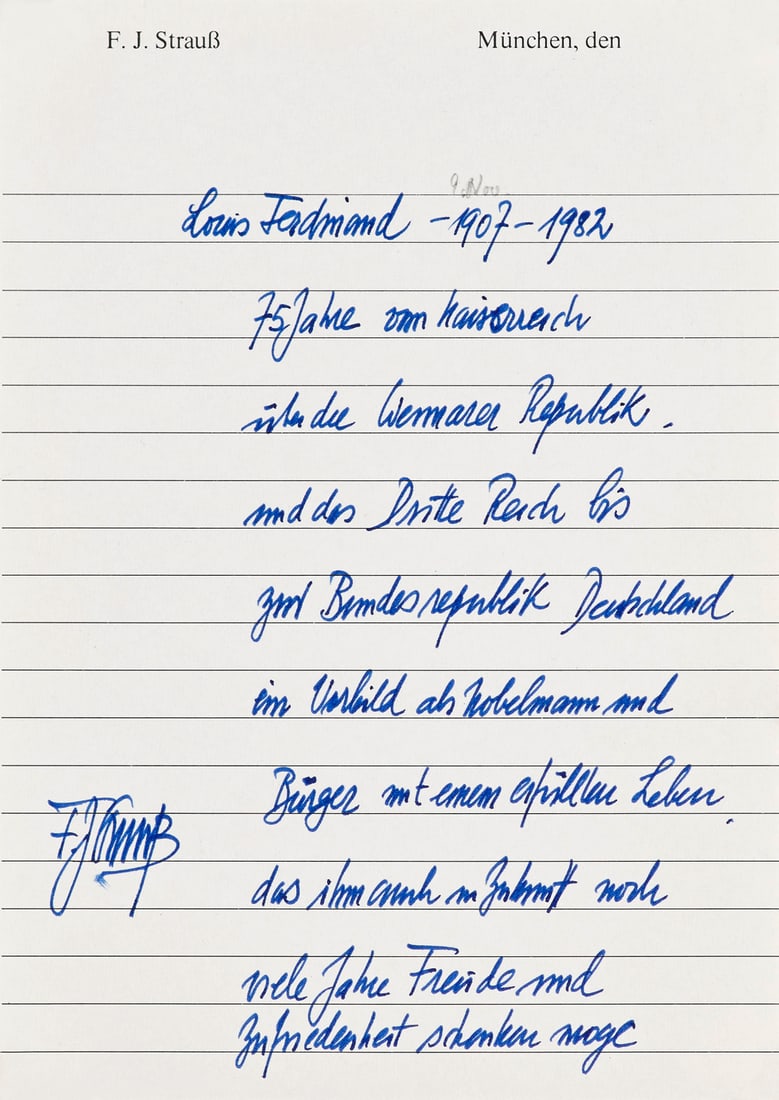 Sammlung von 8 Autographen von deutschen Politikern. 20. Jh. (1 of 3)