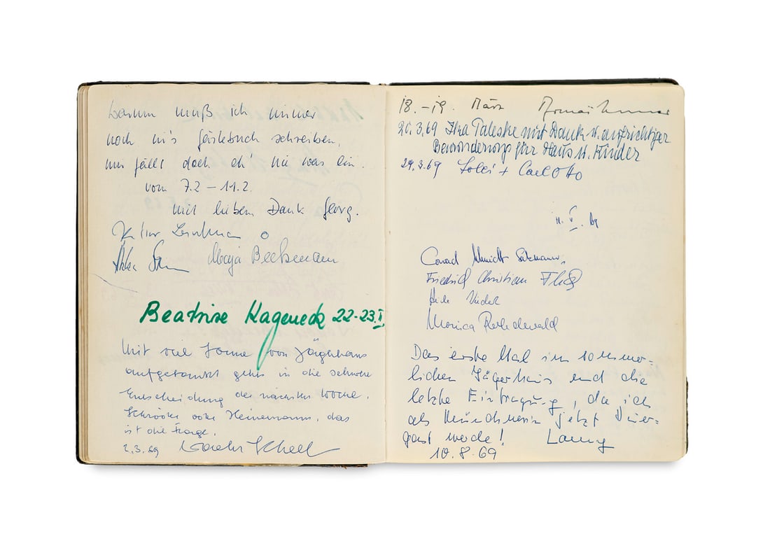Gästebuch des "Jägerhaus" mit zwei eigenhändigen Einträgen von Walter Scheel. (1 of 1)