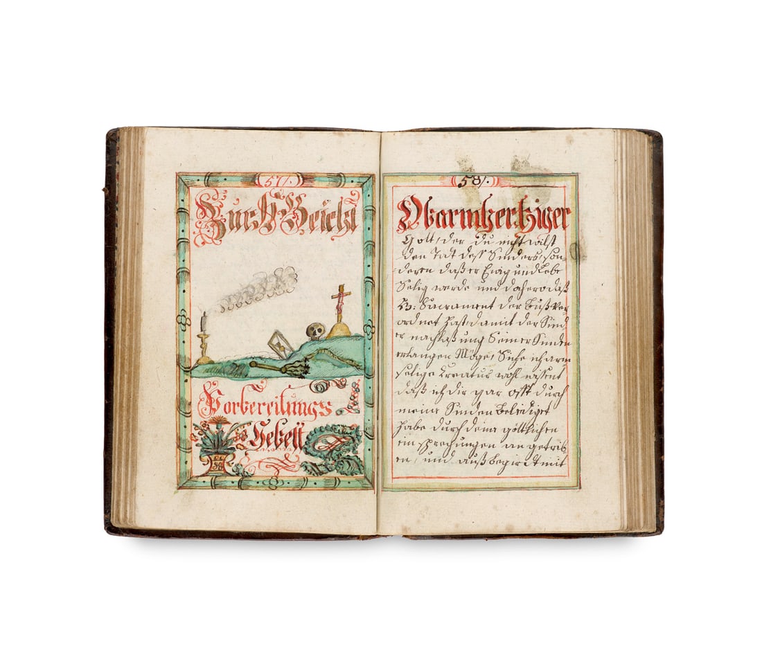 Gebetbuch. Kurtz verfasste Erhebung deß Gemüt zu Gott. Durch andächtige Morgen,: Gebetbuch. Kurtz verfasste Erhebung deß Gemüt zu Gott. Durch andächtige Morgen, Abend, Messbeicht, und Communio ... Geschrieben im Jahre Christi 1796 von (Niderhofe?). Deutsche kalligra
