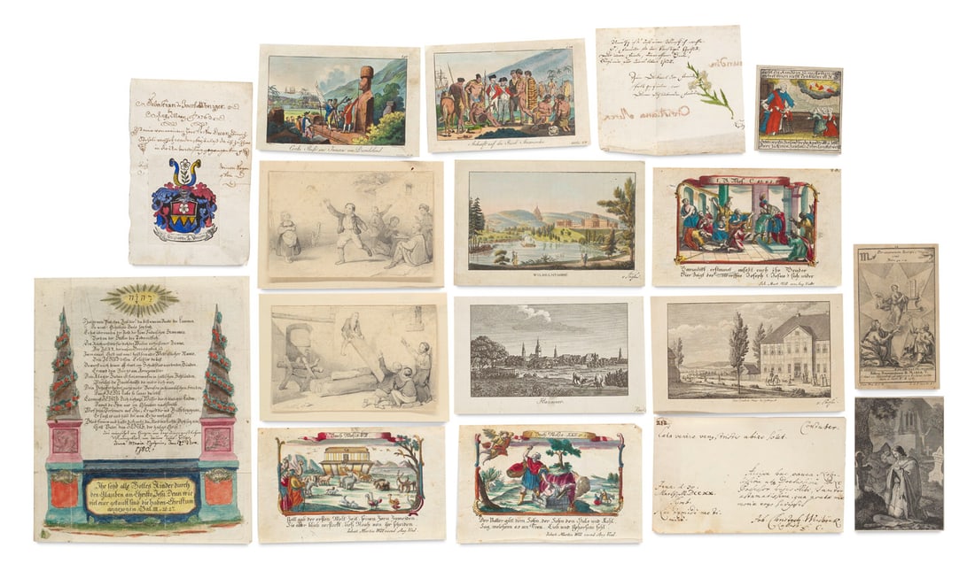 Sammlung von 4 Biedermeier-Stammbuchkassetten mit ca. 140 losen Stammbuchblättern. Deutschland, (1 of 3)