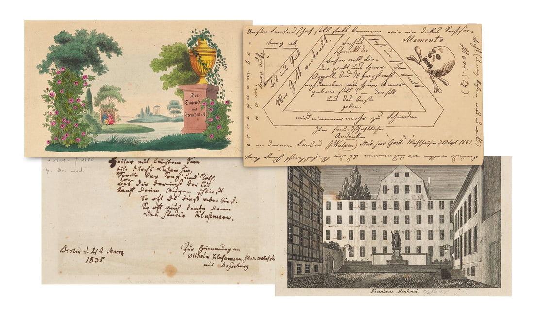 Stammbuch des Burschenschaftlers Bernhard Wilhelm Bader. Mit 71 Einträgen mit 1 Zeichnung auf (1 of 1)
