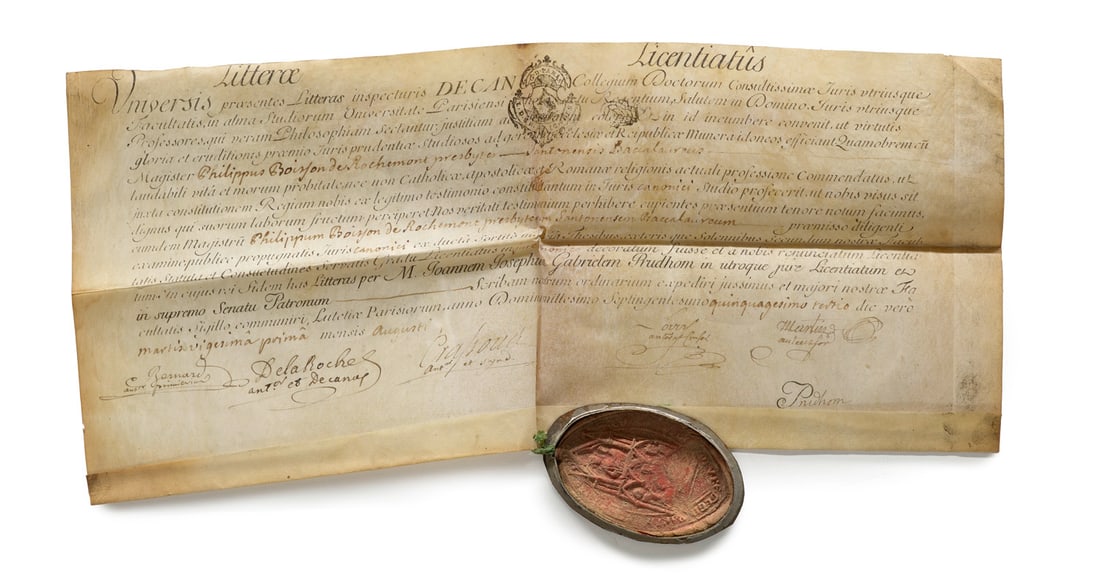 Lizentiatsdiplom ("Litterae Licentiatus") für Kirchen- und Zivilrecht des Dekanats der (1 of 1)