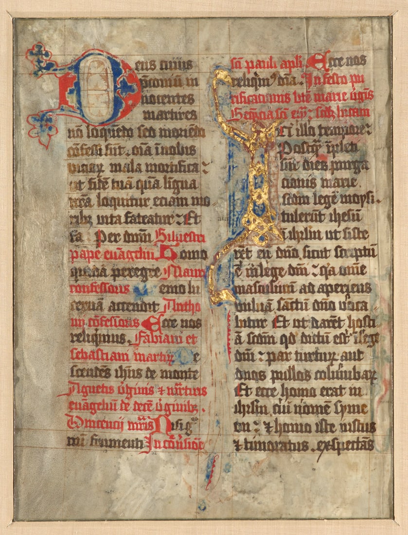 Fragment einer spätmittelalterlichen Missalefragment. Mit zwei prachtvollen goldgehöhten (1 of 1)