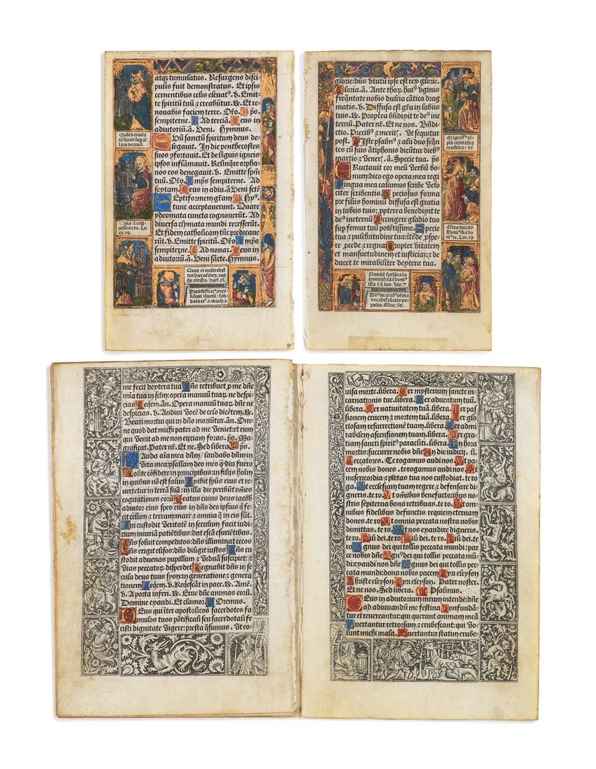 I. Sammlung von 2 Blättern (4 Seiten) aus einem Stundenbuch. Teils Rubrizierung in Rot und (1 of 1)