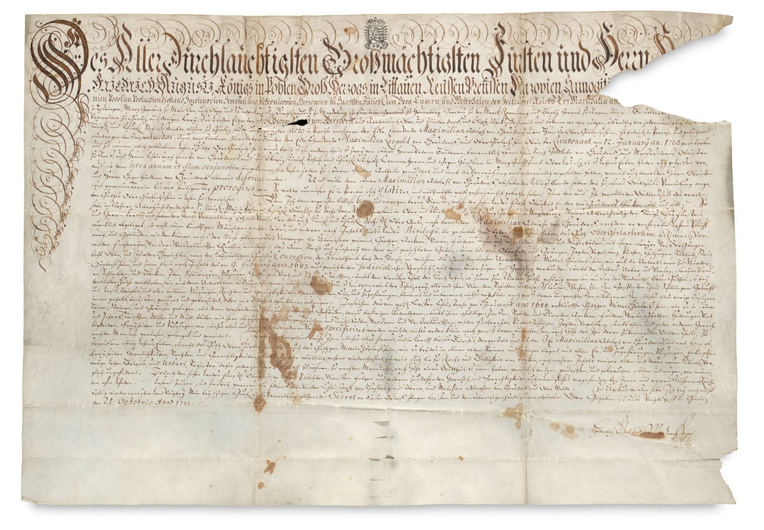 Lehnbrief für Maximilian Adolph von Gersdorff den Rittersitz Gut Obergerlachsheim (Kreis (1 of 1)