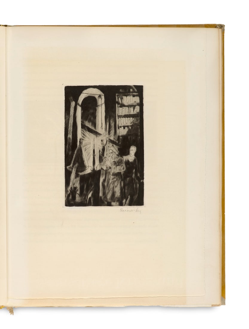 Führer der deutschen Buchkunst. Mit 6 signierten Original-Graphiken und zahlreichen, teilweise: Führer der deutschen Buchkunst. Mit 6 signierten Original-Graphiken und zahlreichen, teilweise ganzseitigen, farbigen und montierten Abbildungen und Tafeln. Leipzig, Buchgewerbeverein, 1924. Tite