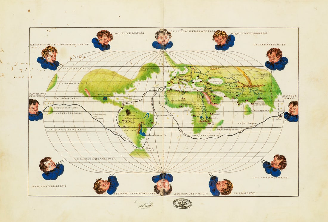 Atlas Heinrichs VIII. (Barb. Lat. 4357), 1542-1547. Faksimile des Atlas und der Weltkarte in ovaler (1 of 3)