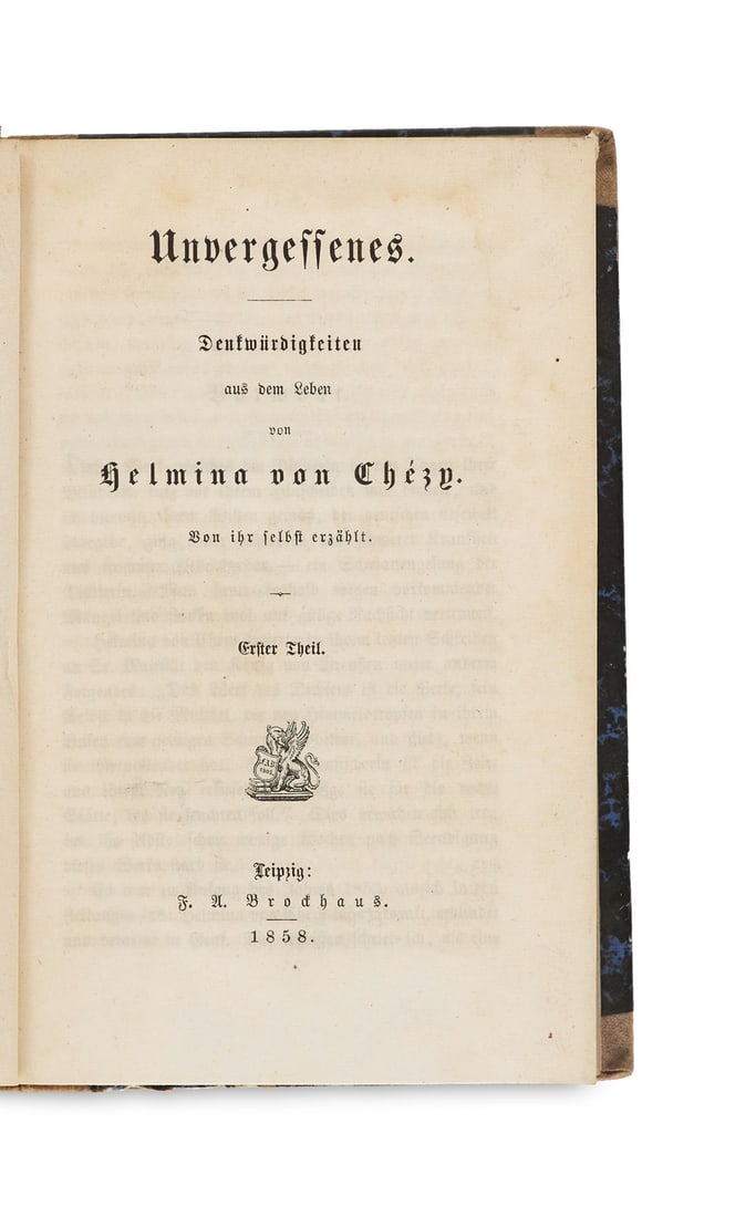 Chézy, Helmina von Unvergessenes. Denkwürdigkeiten aus dem Leben. Von ihr selbst erzä (1 of 1)