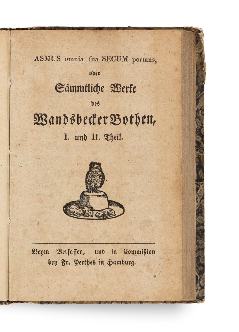 Claudius, Matthias Asmus omnia sua secum portans oder sämmtliche Werke des Wandsbecker Bothen. (1 of 2)