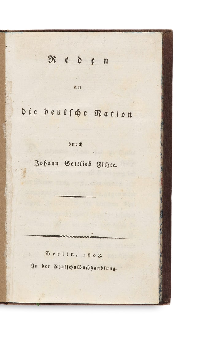 Fichte, Johann Gottlieb Reden an die deutsche Nation. Berlin, Realschulbuchhandlung, 1808. 490 S., 1 (1 of 1)