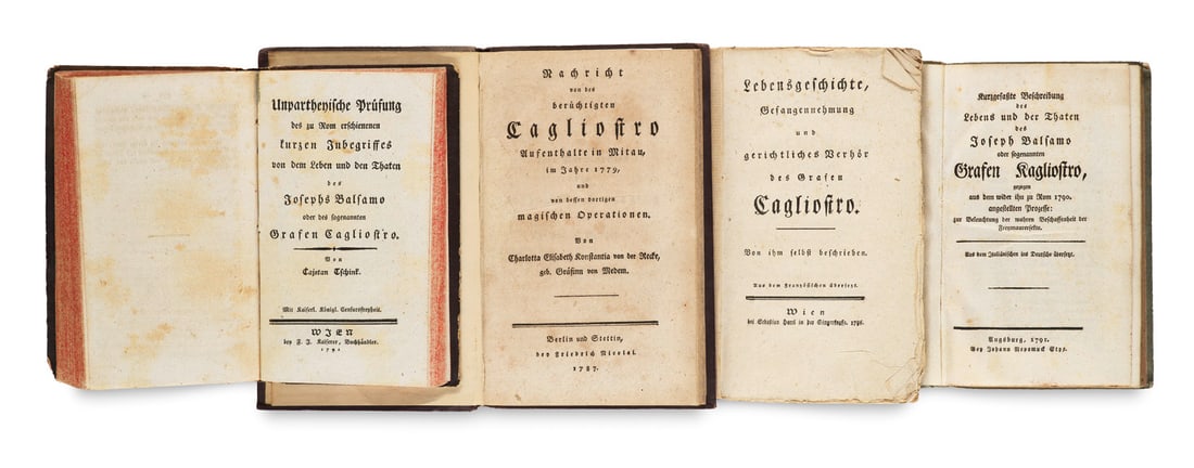 Cagliostro, Alessandro Sammlung mit 5 zeitgenössischen, teils sehr seltenen Werken in 4 Bä (1 of 2)