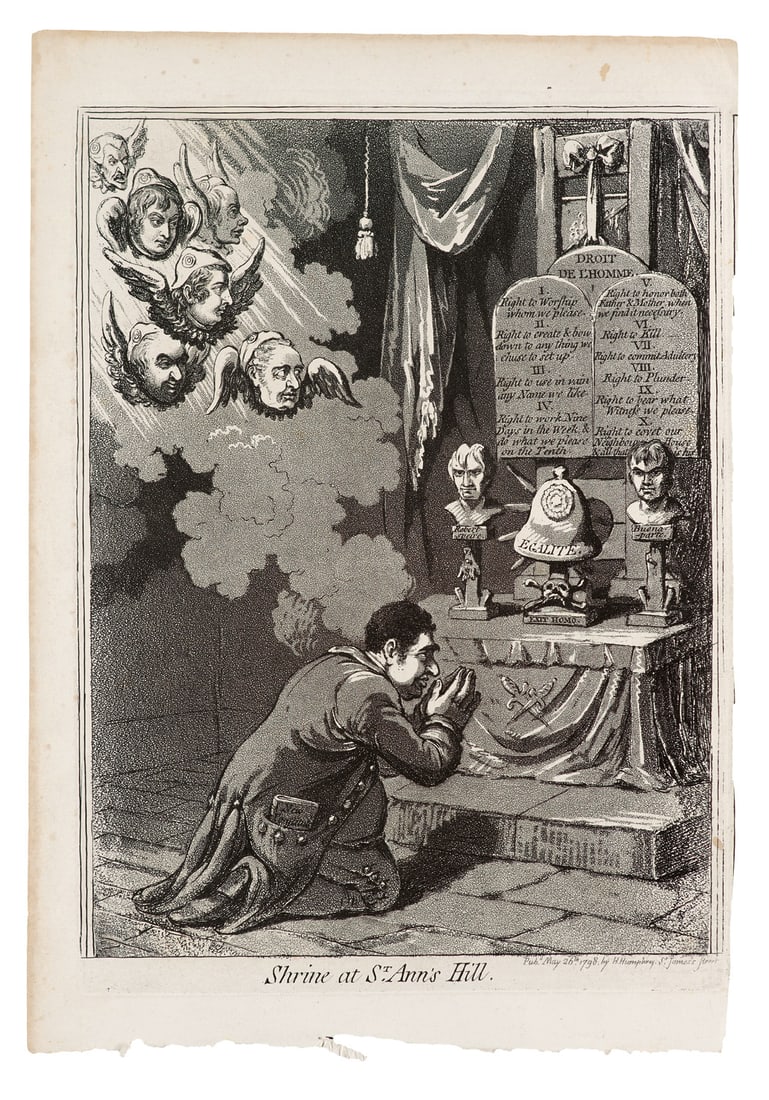 Gillray, James Shrine at St. Ann's Hill. 1798. Kupferstich auf Velin. 37 x 26,5 cm (42 x 29 cm). (1 of 1)
