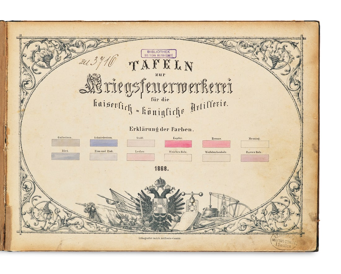 Tafeln zur Kriegsfeuerwerkerei für die kaiserlich-königliche Artillerie. 85 in 12 Farben (1 of 4)