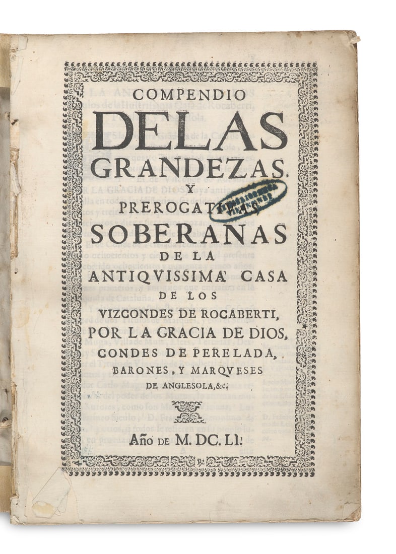 Torner, José Compendio de las grandezas y prerogativas soberanas de la antiquissima casa de los (1 of 1)