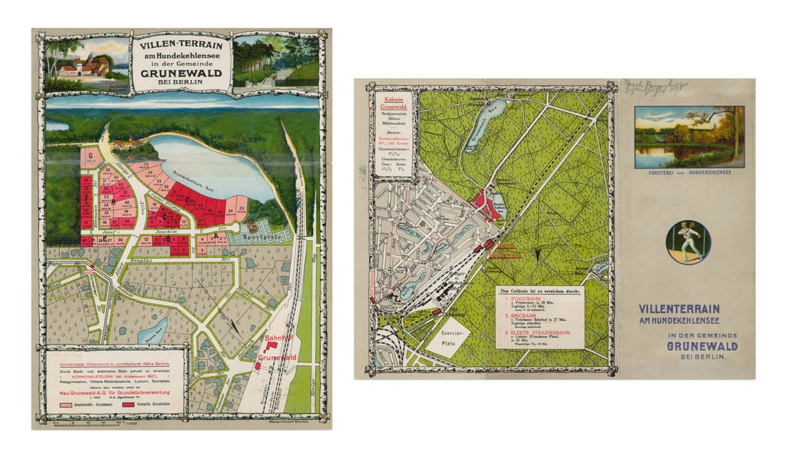 Villenterrain am Hundekehlensee in der Gemeinde Grunewald bei Berlin. Farbig lithographierte, (1 of 1)