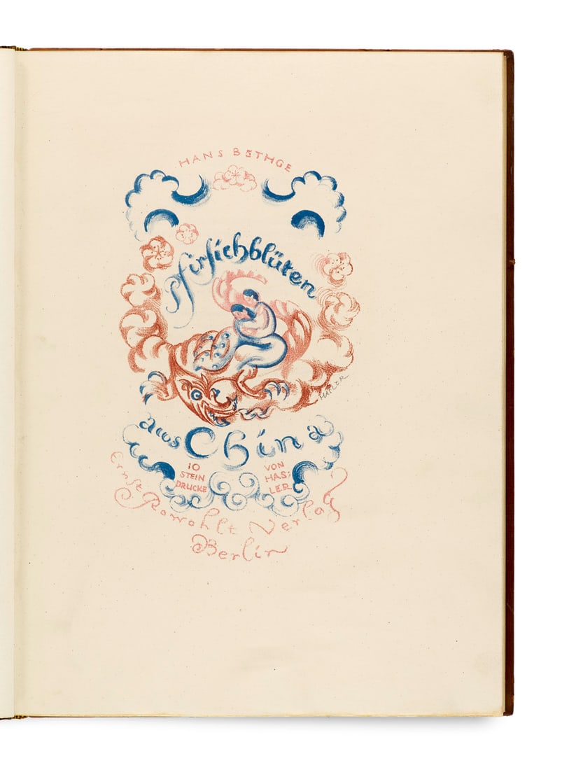 Bethge, Hans Pfirsichblüten aus China. Mit farb. lithogr. Titel u. 10 farb. Lithographien von (1 of 2)