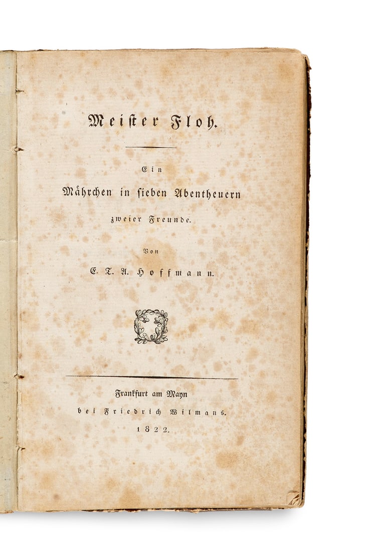 Hoffmann, E.T.A Meister Floh. Ein Mahrchen in sieben Abentheuern zweier Freunde. Frankfurt, Wilmans, (1 of 2)