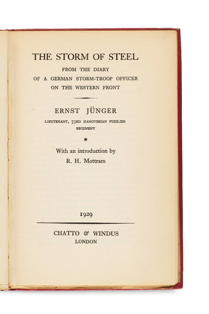 Jünger, Ernst The Storm of Steel. From the Diary of a German Storm-Troop Officer on the Western (1 of 1)